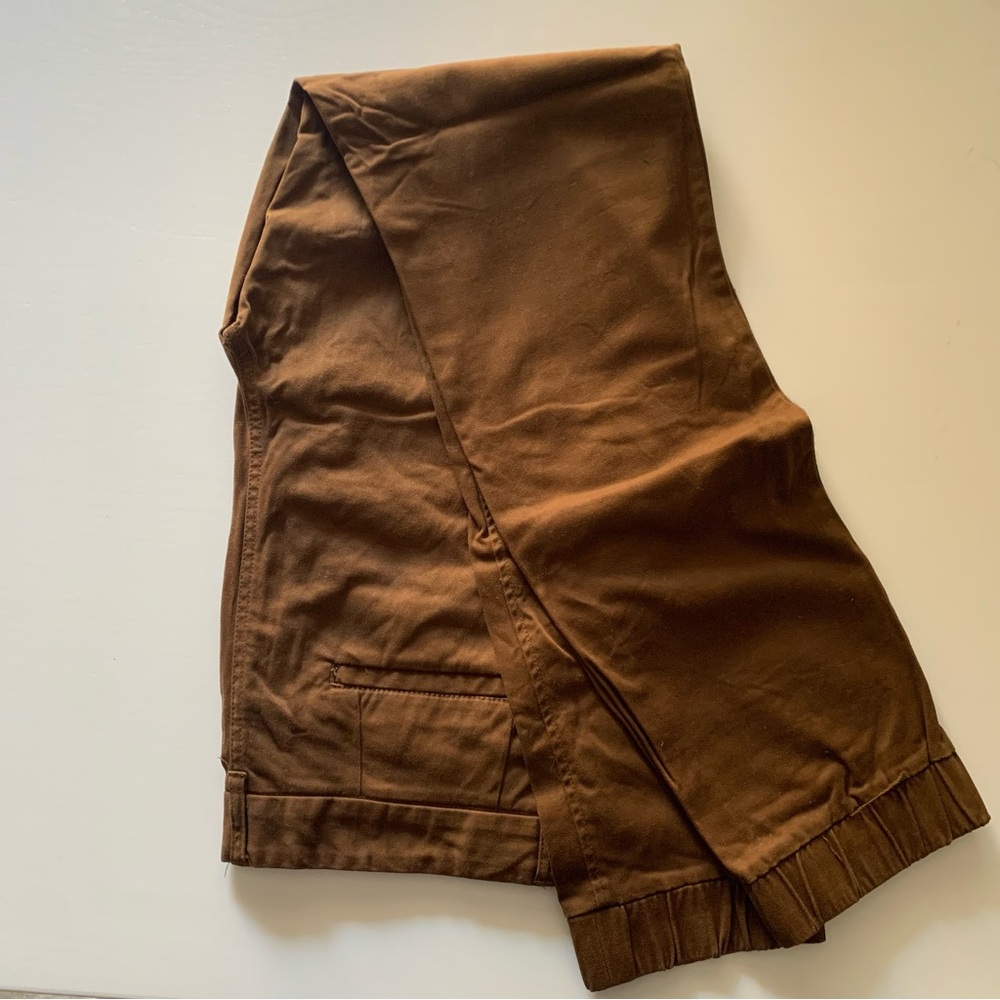 Frank & Oak | Brown stretch trousers | Elastic ankle | Casual professional fit